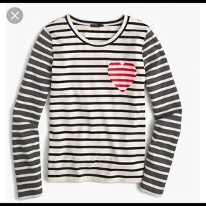 J.Crew heart and stripes long sleeved shirt